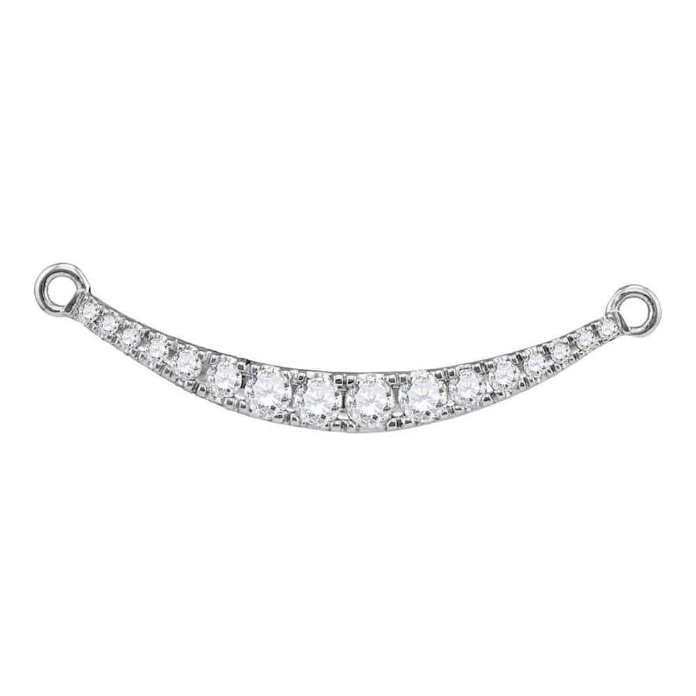 10K White Gold Womens Round Diamond Curved Bar Pendant Necklace 1/2 Cttw