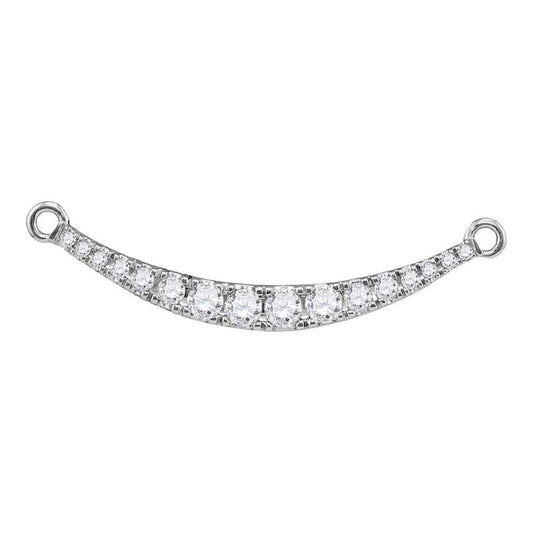 10K White Gold Womens Round Diamond Curved Bar Pendant Necklace 1/2 Cttw