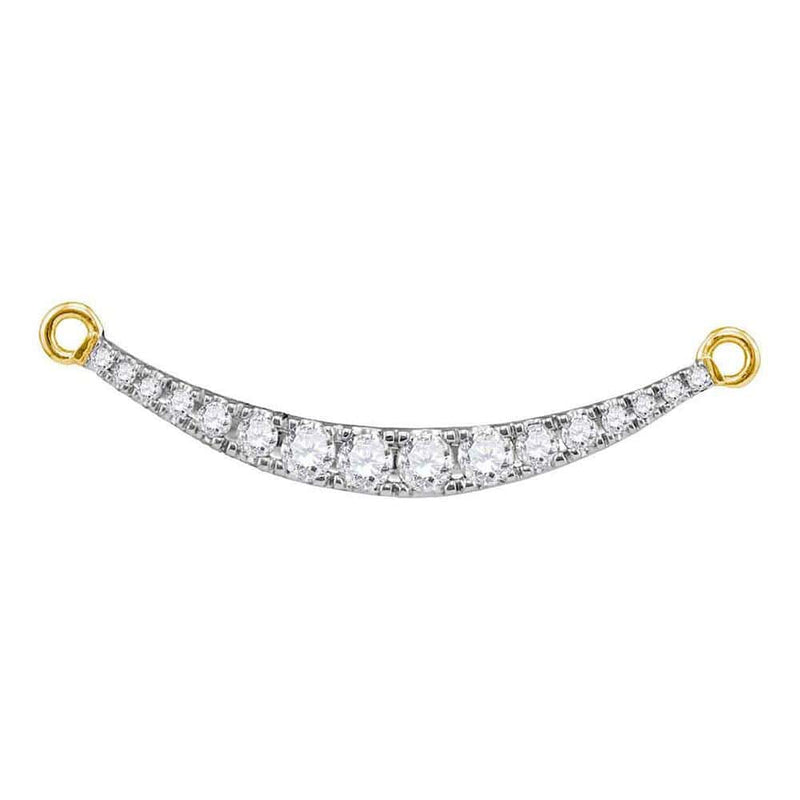 10K Yellow Gold Womens Round Diamond Curved Bar Pendant Necklace 1/2 Cttw
