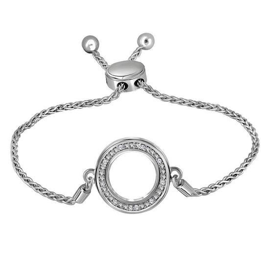 sterling silver diamond bolo bracelet