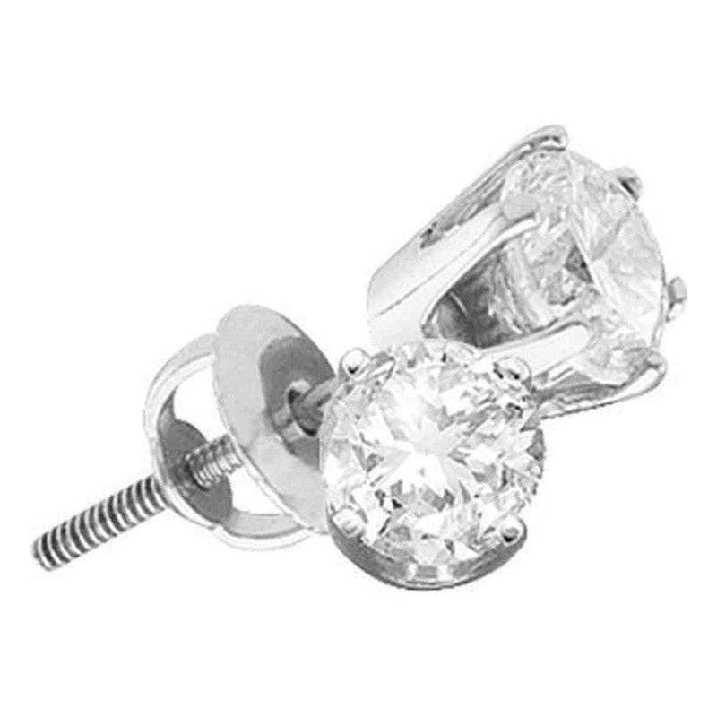 14kt White Gold Womens Round Diamond Solitaire Stud Earrings 3/4 Cttw