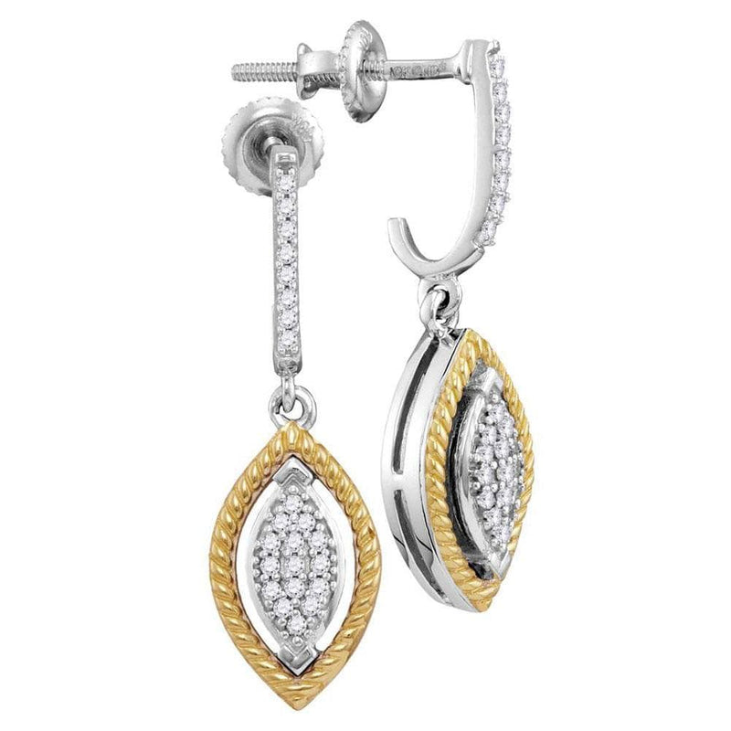 Two-tone Oval Diamond Dangle Earrings