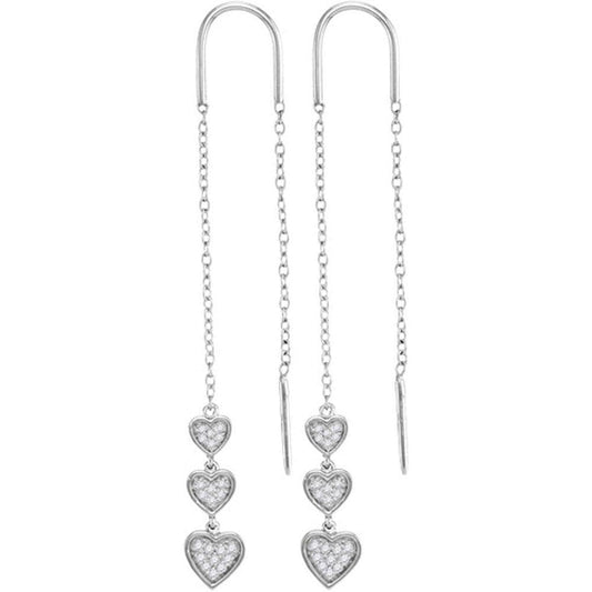 Triple Heart Dangle Threader Earrings