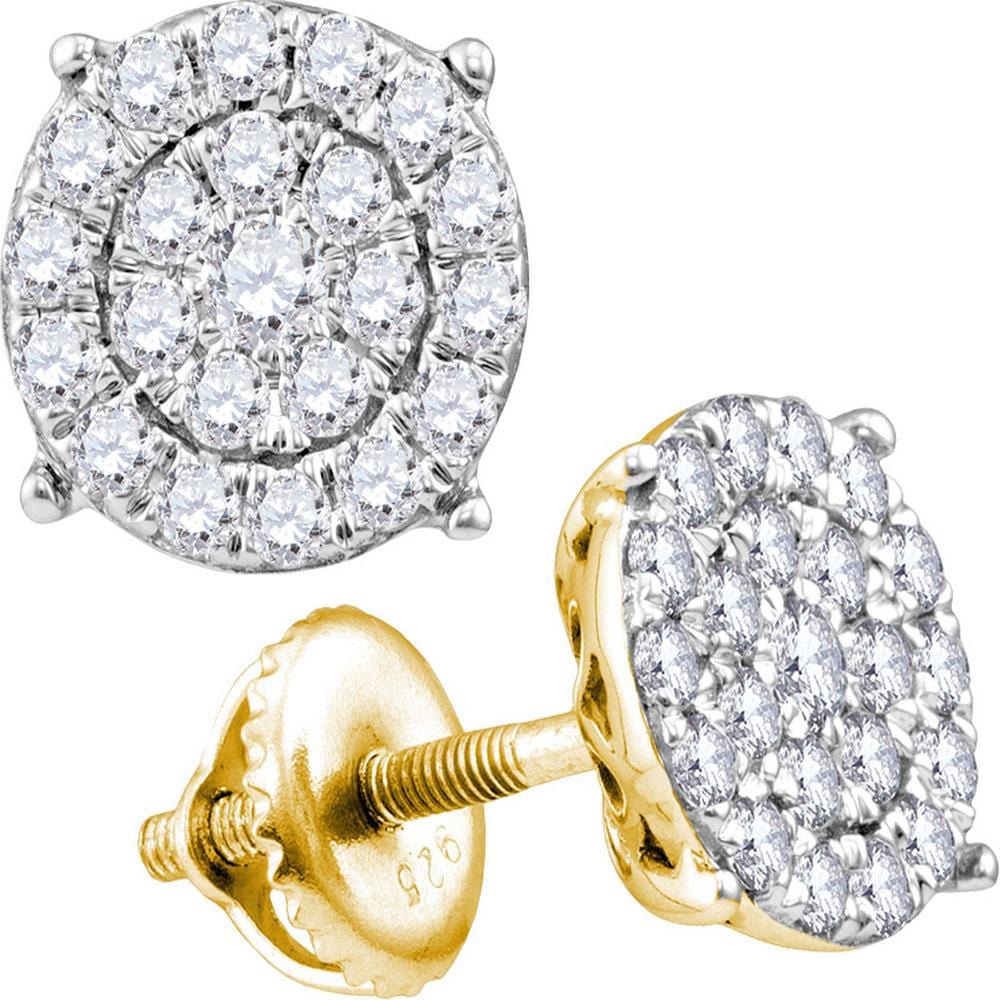 10kt Yellow Gold Womens Round Diamond Cindy's Dream Cluster Earrings 1-1/2 Cttw