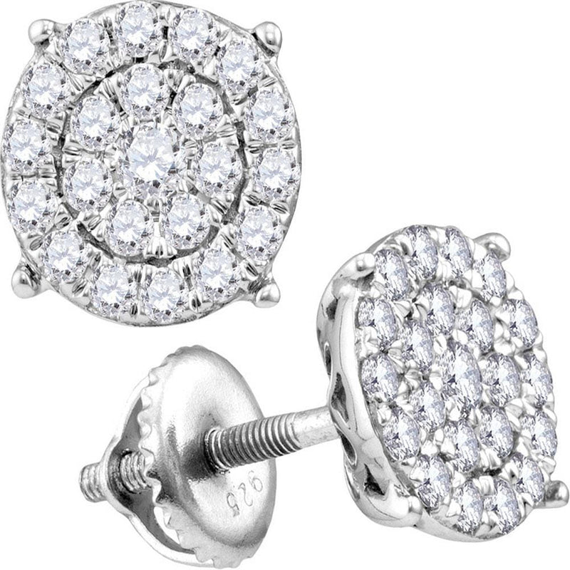 10kt White Gold Womens Round Diamond Cindys Dream Concentric Cluster Stud Earrings 2.00 Cttw