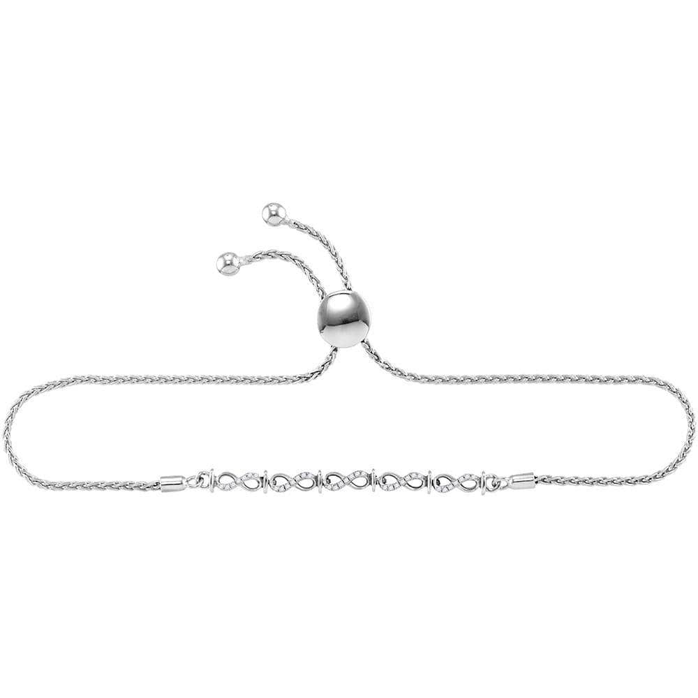 Sterling Silver Women Diamond Infinity Link Bolo Bracelet