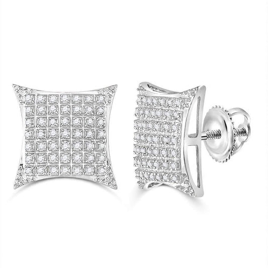 Diamond Square Cluster Stud Earrings