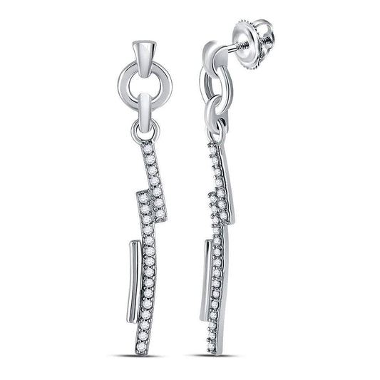 14kt White Gold Womens Round Diamond Drop Dangle Stick Earrings 1/4 Cttw