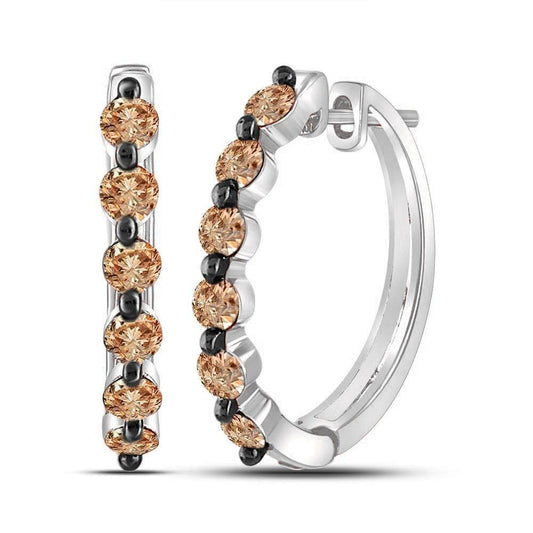 Brown Diamond Hoop Earrings