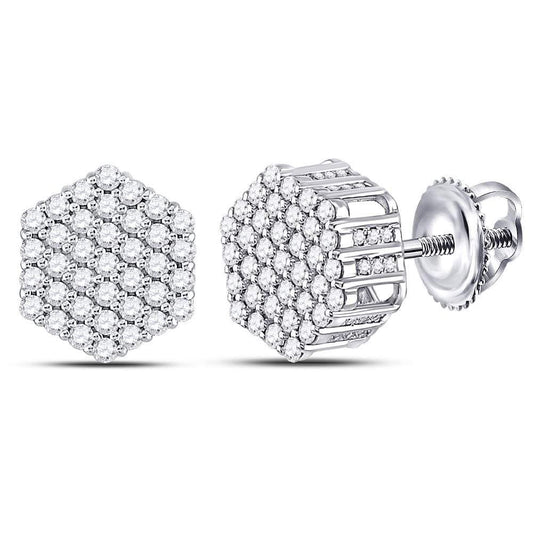 Diamond Hexagon Stud Earrings