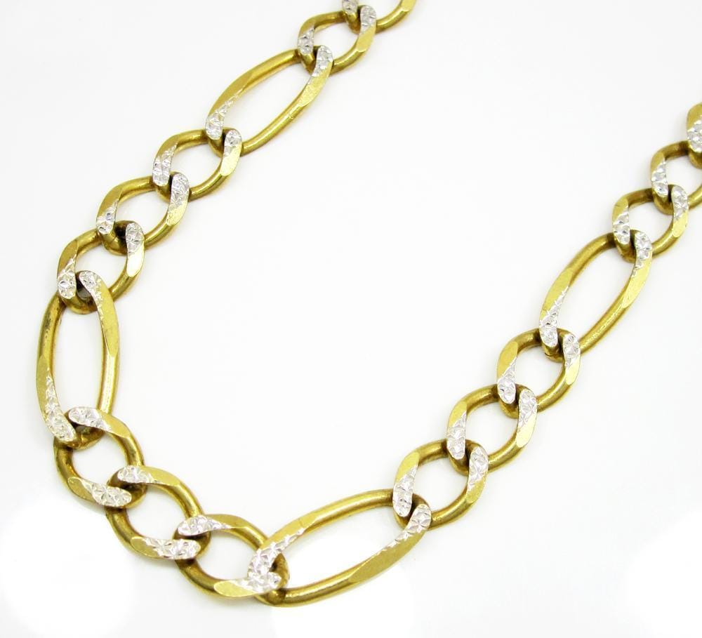 8MM 14K Yellow Gold Pave Figaro Link Chain, Chain, Jawa Jewelers, Jawa Jewelers