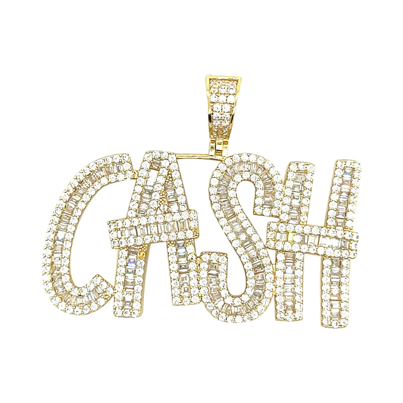 18K Gold Plated Cash Baguett Diamonds Brass Pendant