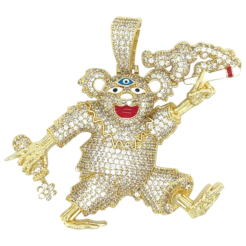 Dancing Monkey 18K Gold Plated  Brass Cz Pendant