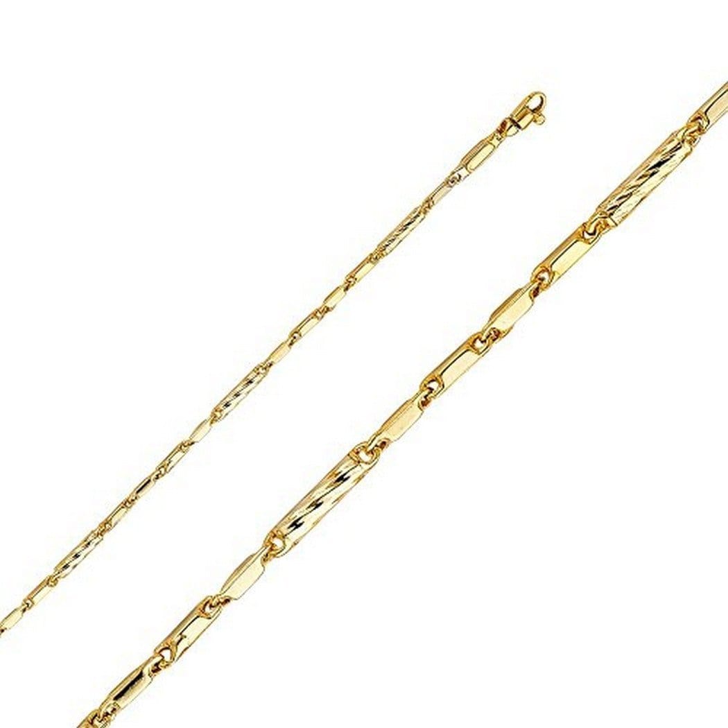 14K Yellow Gold 2.5MM Bullet Chain Lobster Clasp 7.5 to 24 Inches, Chain, Jawa Jewelers, Jawa Jewelers