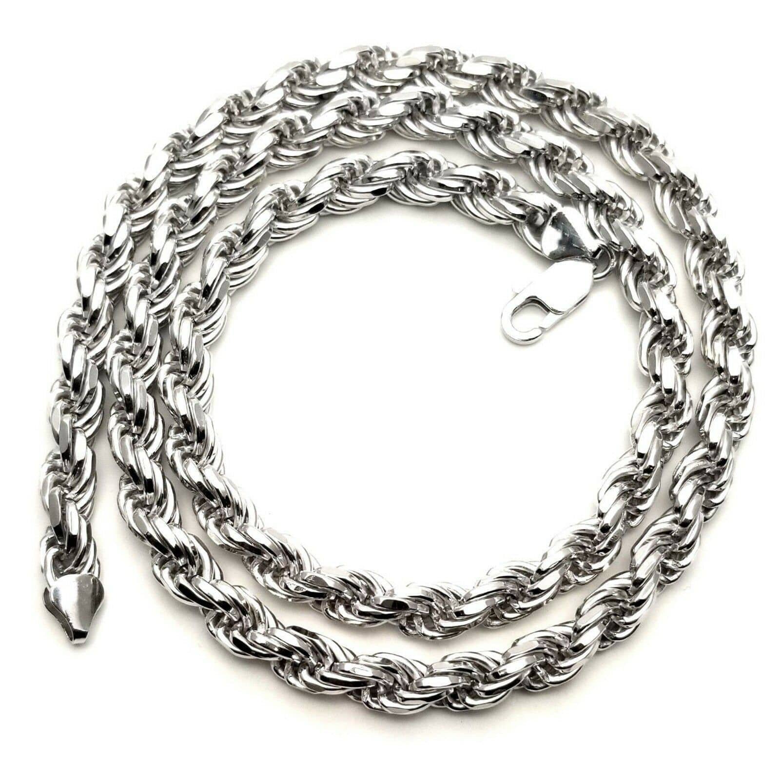 925 Sterling Silver 5MM Rope Chain Necklace - 20 Inches