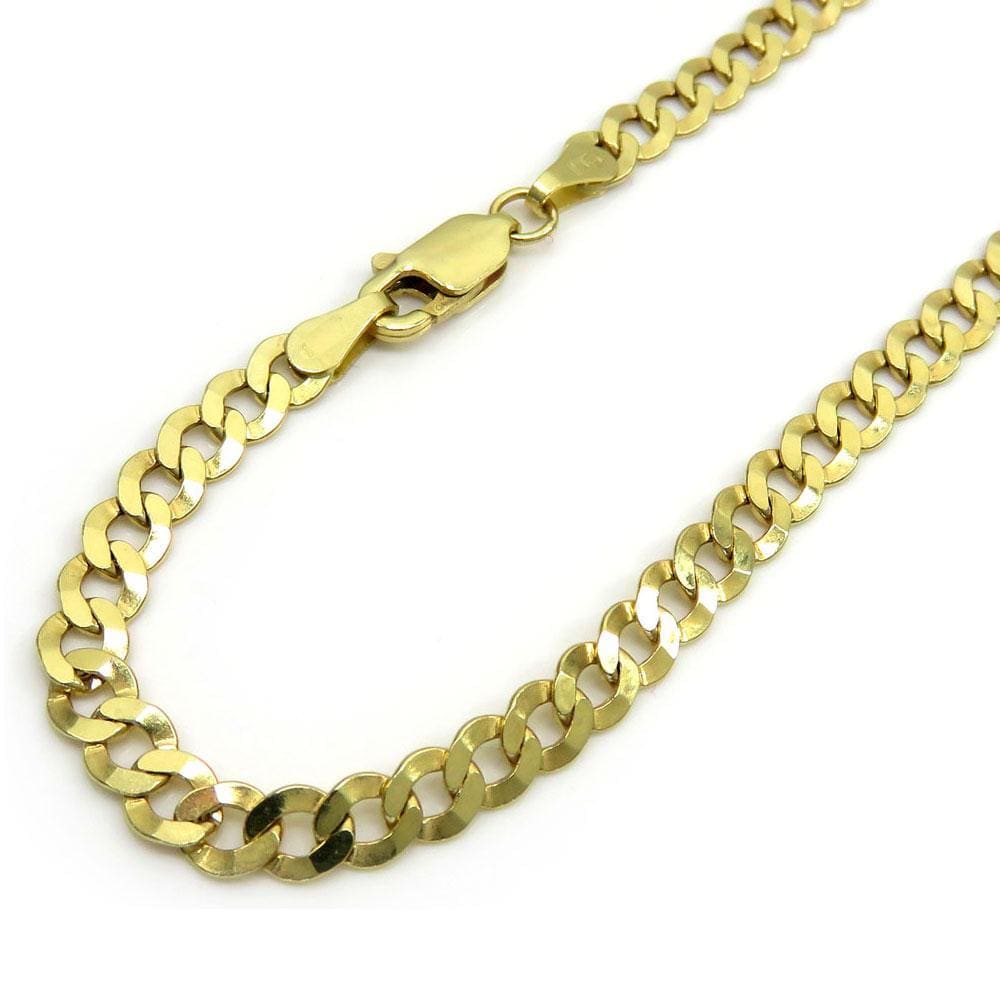 4.5MM 10K Yellow Gold Hollow Cuban Chain