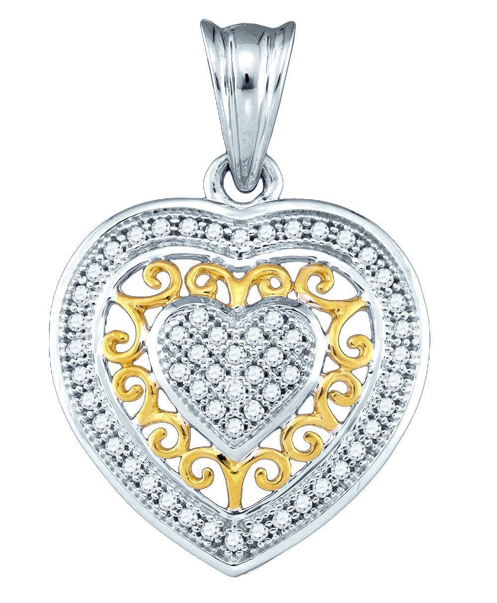 10kt Gold Diamond  1/6 Ctw Openwork Heart Fashion Pendant - Jawa Jewelers