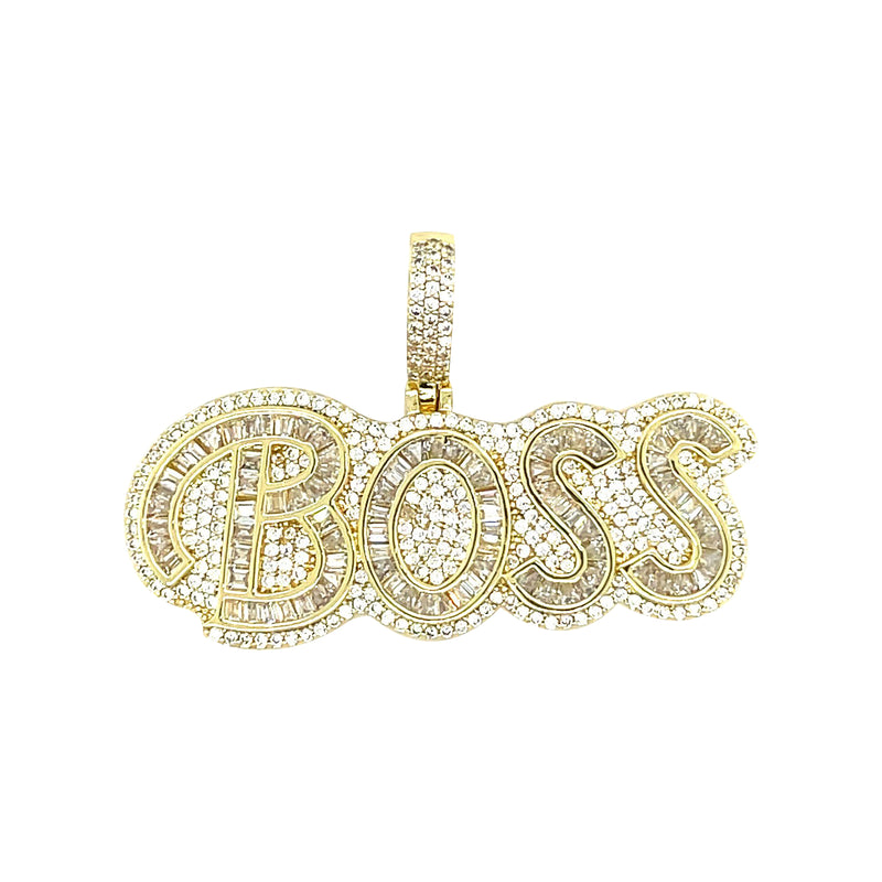 18K Gold Plated Baguette Boss Brass Pendant