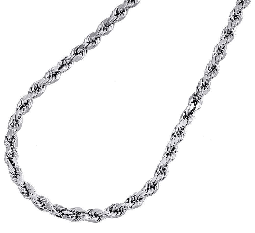 Solid White Gold Rope Chain 10k - 14k