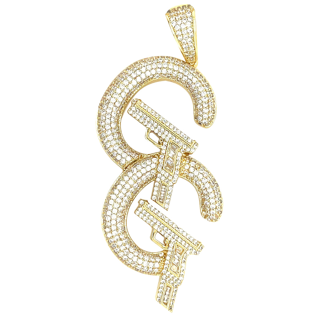 18K Gold Plated Micro Pave CZ GG Brass Pendant