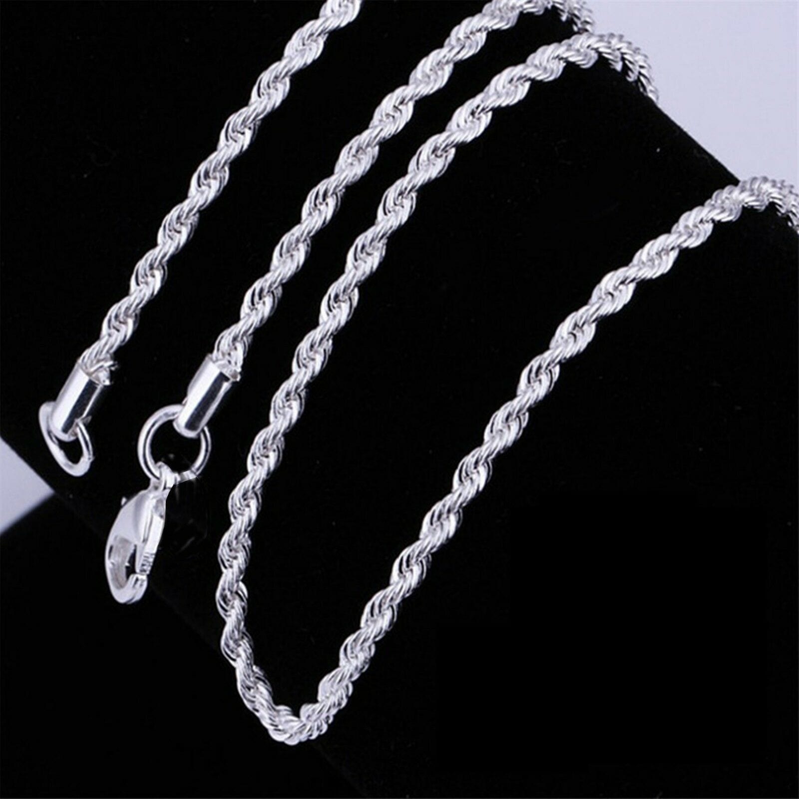 4mm 24 Inch Rope Chain Sterling Silver Rope 24 Inch 4mm Rope Chain