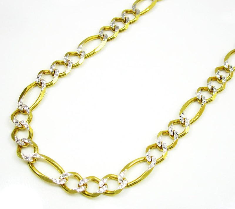 5.5MM 14K Yellow Gold Pave Figaro Link Chain, Chain, Jawa Jewelers, Jawa Jewelers