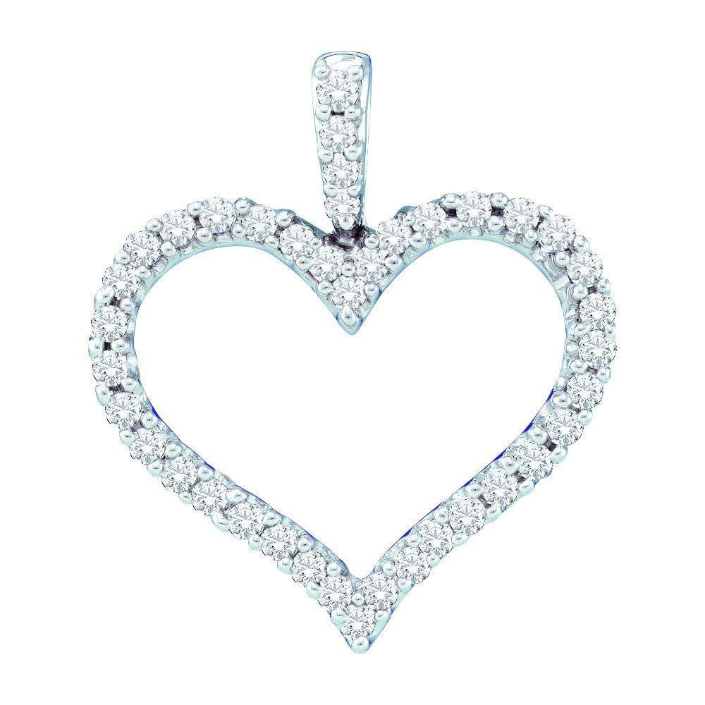 14kt White Gold Diamond 3/8 Cttw Classic Heart Outline Pendant, Pendants, Jawa Jewelers, Jawa Jewelers