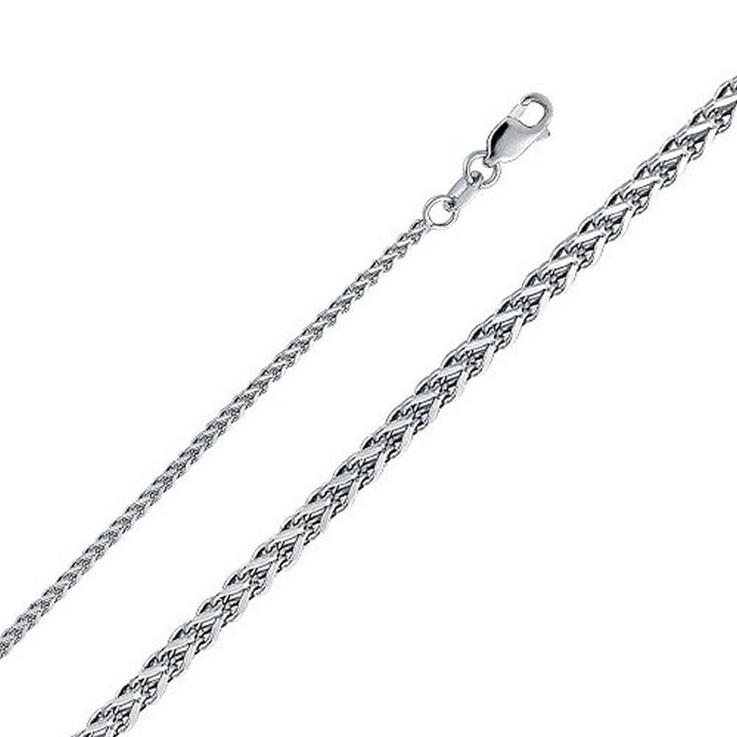 14K White Gold Solid Flat Franco Chain Lobster Clasp 16 to 24 In