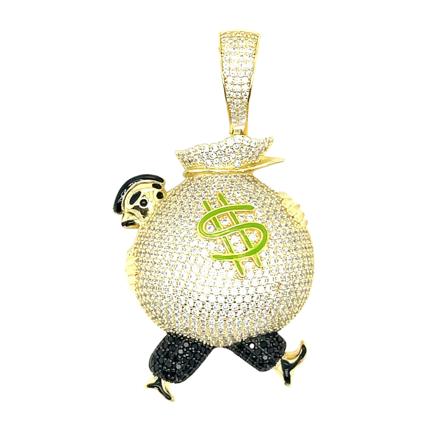 10K Gold Micro Pave Diamond Money Bag Dollar Sign Charm Pendant 63632: buy  online in NYC. Best price at TRAXNYC.