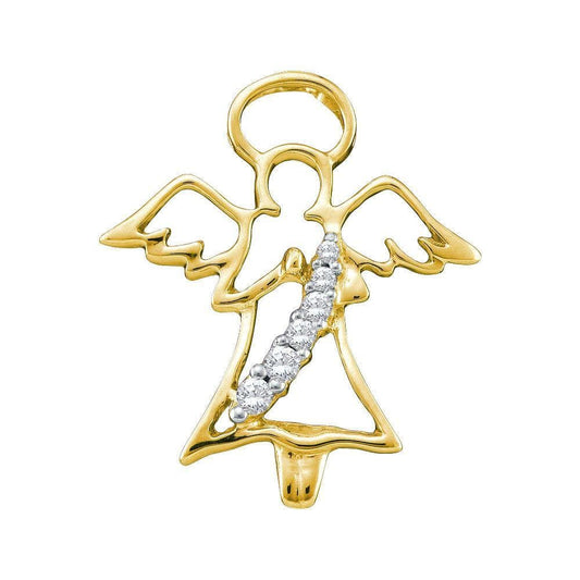 10kt Yellow Gold Diamond 1/20 Cttw Angel Faith Pendant, Pendants, Jawa Jewelers, Jawa Jewelers