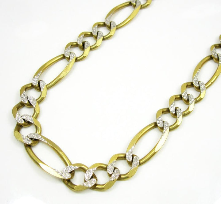 9.5MM 14K Yellow Gold Pave Figaro Link Chain, Chain, Jawa Jewelers, Jawa Jewelers