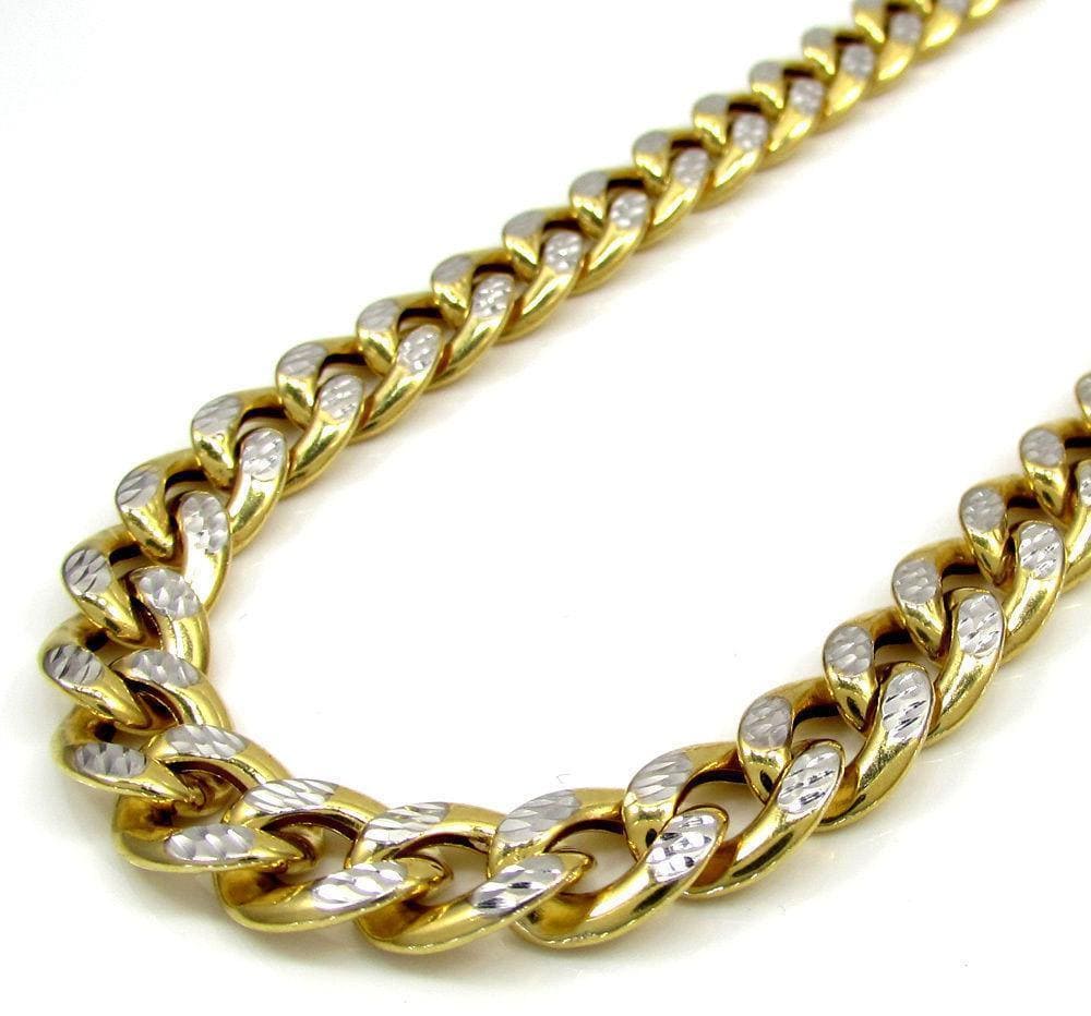 9MM 10K Yellow Gold Hollow Pave Cuban Chain, Chain, Jawa Jewelers, Jawa Jewelers