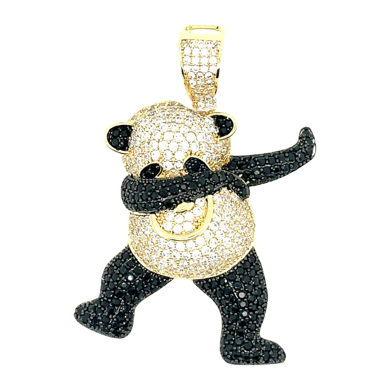 18K Gold Plated Hip Hop Dancing Panda Brass Pendant