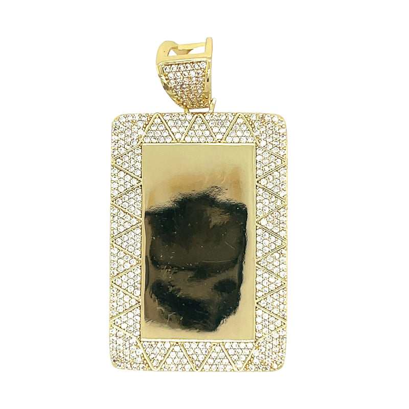 Gold Plated 18k Rectangle Picture Brass CZ Pendant