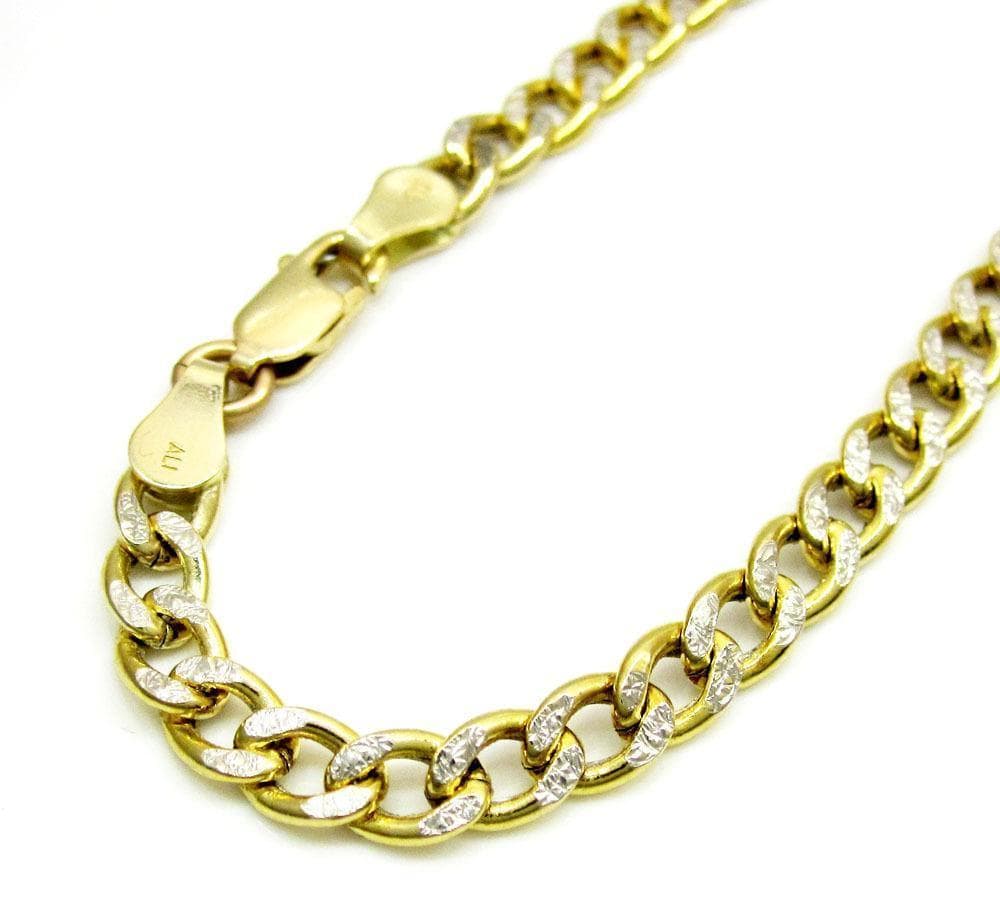 Yellow Gold Pave Cuban Chain Bracelet