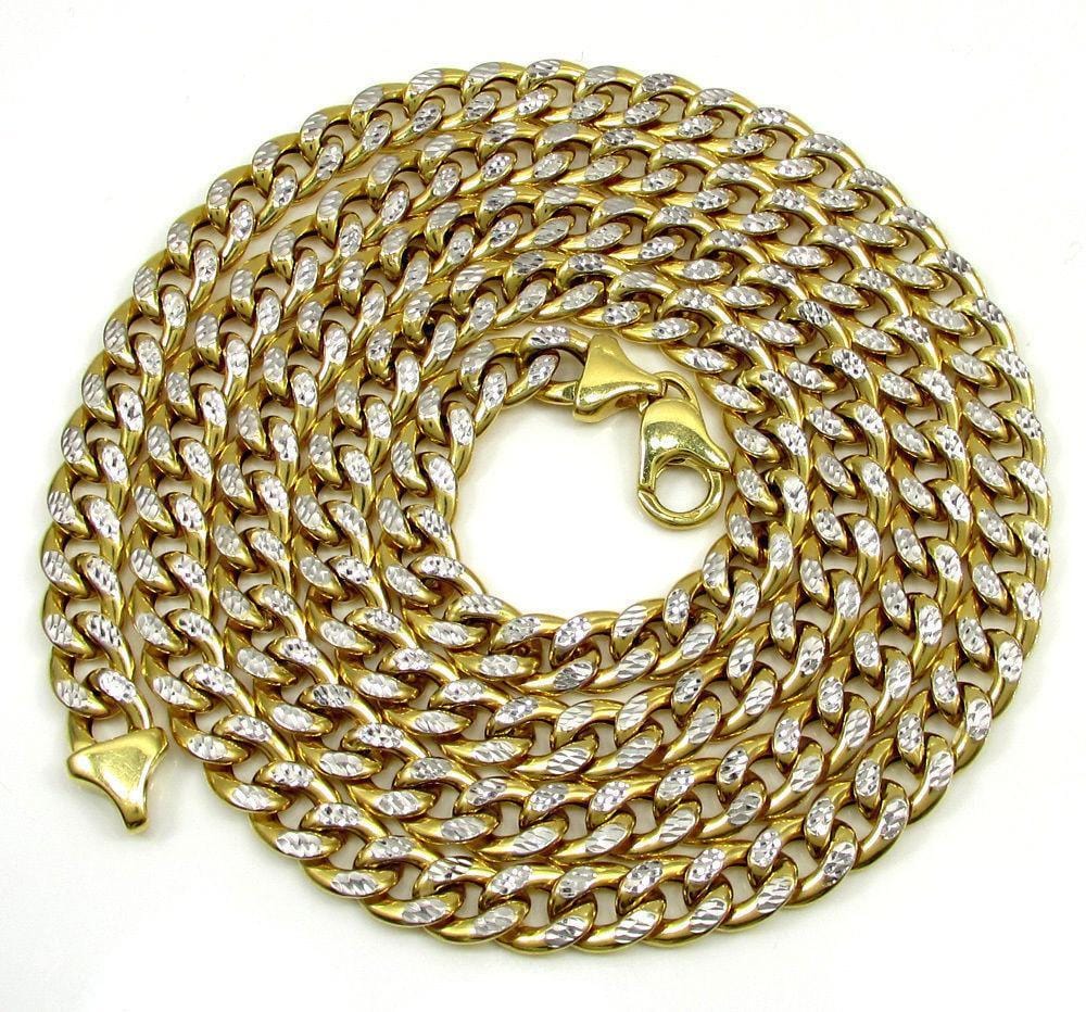 11MM 14K Yellow Gold Pave Cuban Chain Necklace, Chain, Jawa Jewelers, Jawa Jewelers