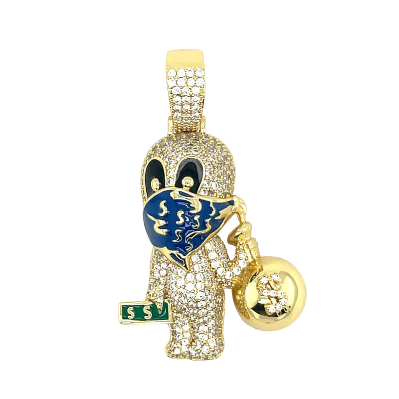 18K Gold Plated Hip Hop Bank Robber Brass Pendant