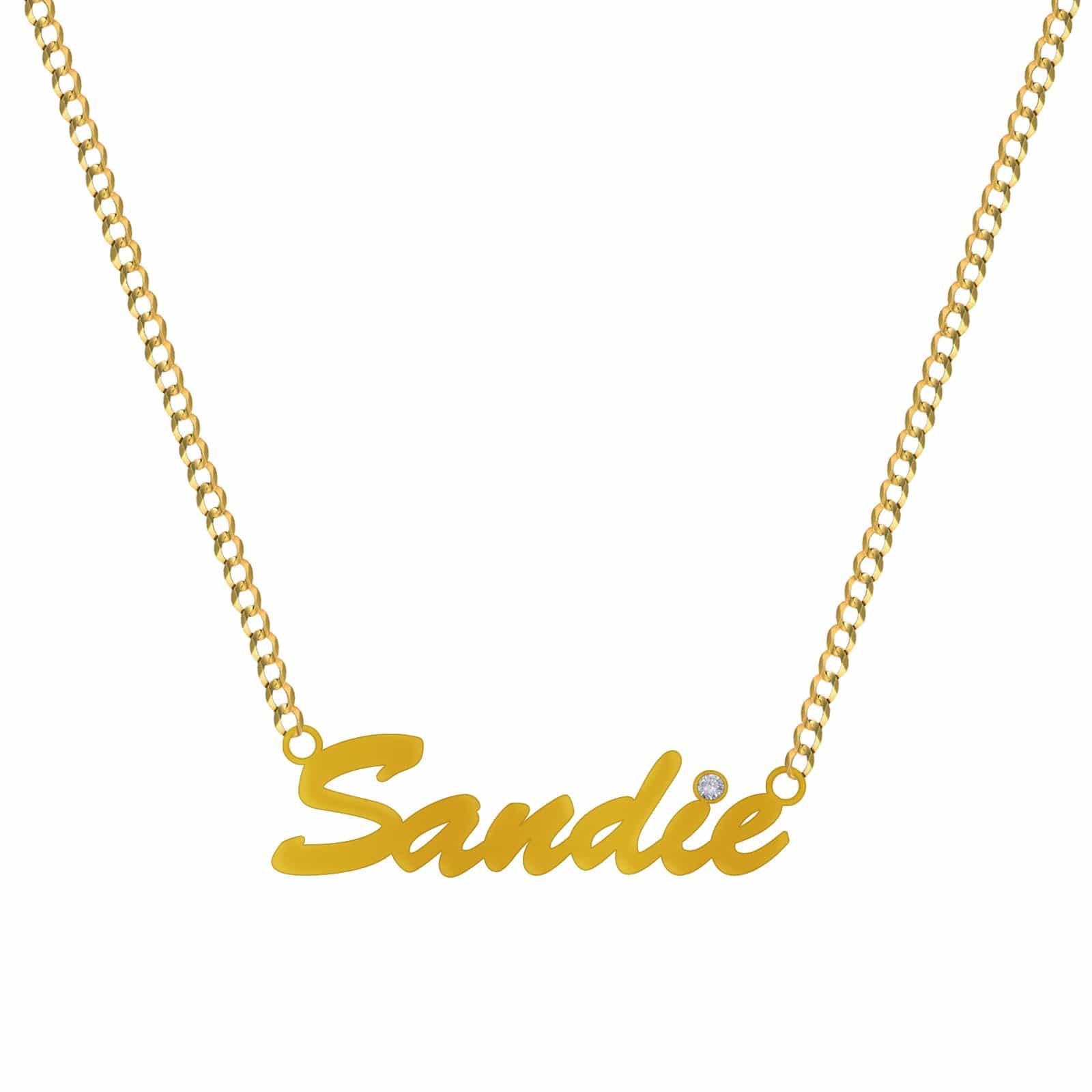 10K Yellow Gold Brush Script Name Plate Pendant