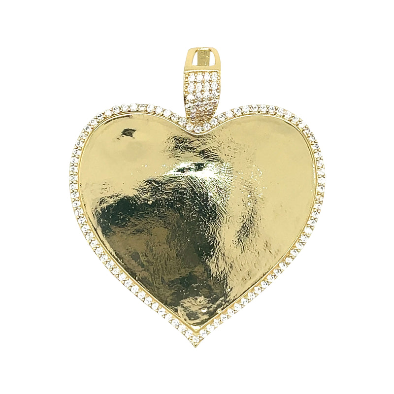 Stone Border  Picture Brass Heart Pendant