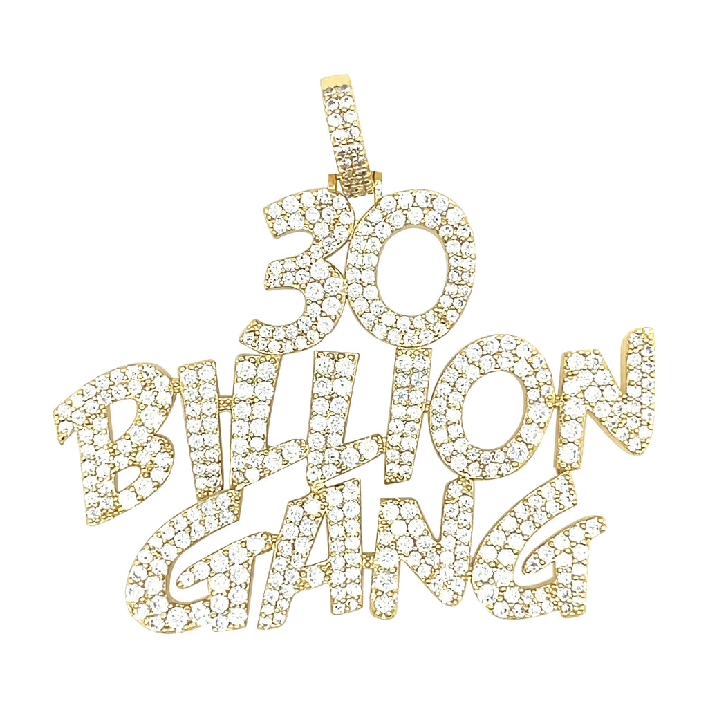 Gold Plated Hip Hop 30 Billion Gang Brass CZ Pendant