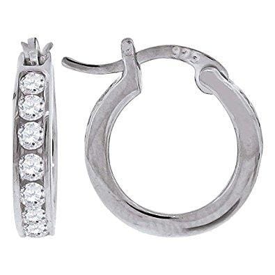 Sterling Silver Round Cubic Zirconia CZ Hoop Fashion Earrings, Earrings, Silverine, Jawa Jewelers