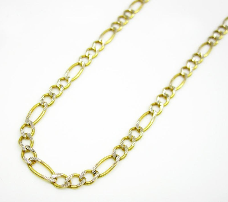 2.5MM 10K Yellow Gold Pave Figaro Link Chain, Chain, Jawa Jewelers, Jawa Jewelers