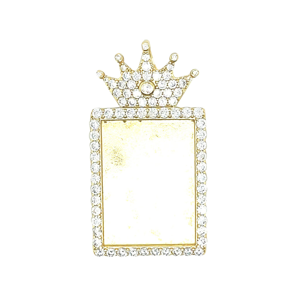 18K Gold Plated Rectangle Brass Crown Pendant