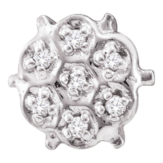 10kt White Gold Womens Round Prong-set Diamond Cluster Stud Earrings 1/20 Cttw