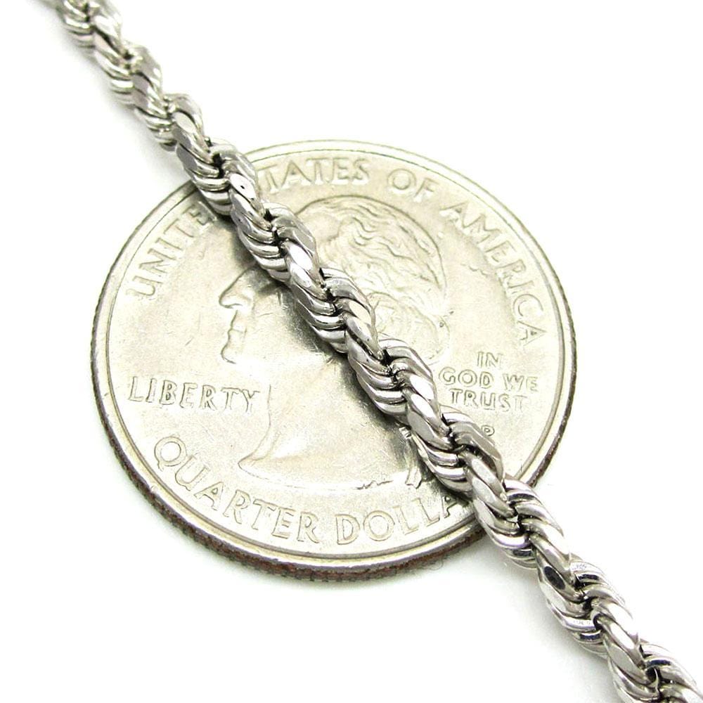 3.5mm mens white gold rope chain