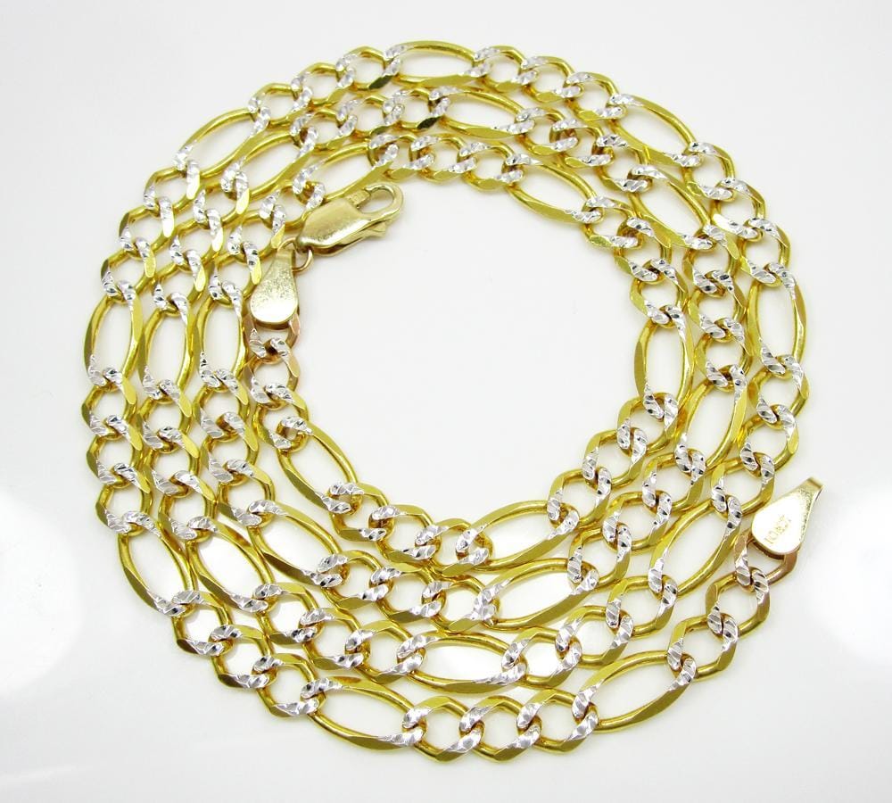5.5MM 10K Yellow Gold Pave Figaro Link Chain, Chain, Jawa Jewelers, Jawa Jewelers
