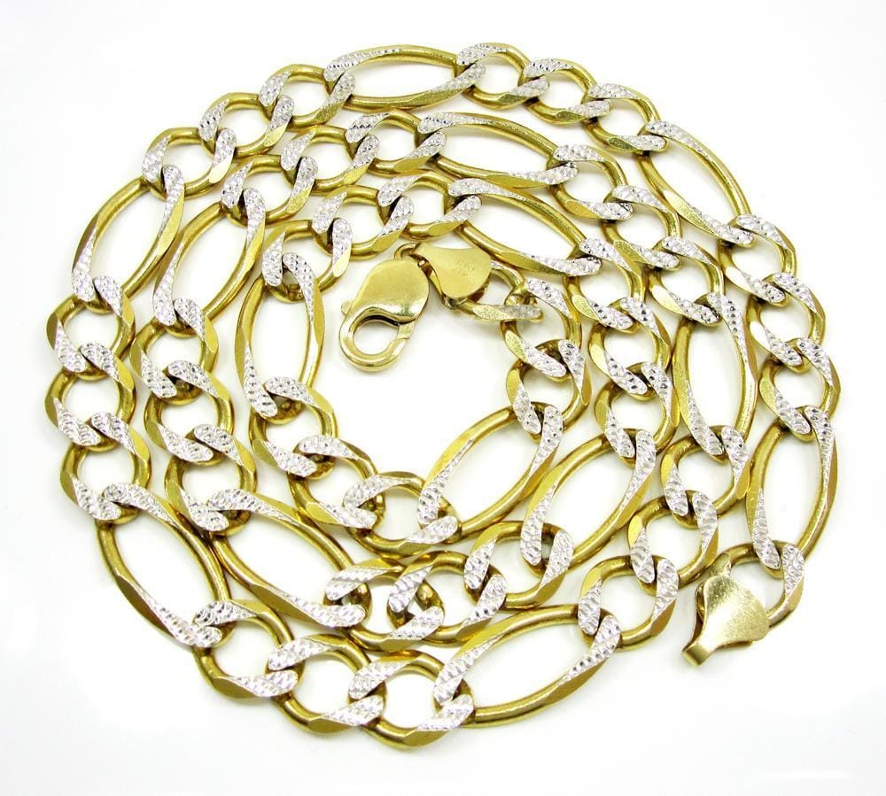 12MM 14K Yellow Gold Pave Figaro Link Chain, Chain, Jawa Jewelers, Jawa Jewelers
