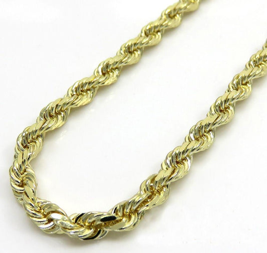 14k solid gold diamond cut rope chain