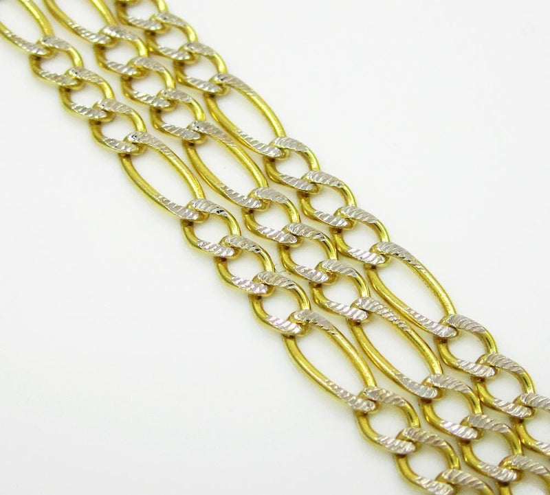2MM 10K  Gold Hollow Pave Figaro Link Chain, Chain, Jawa Jewelers, Jawa Jewelers