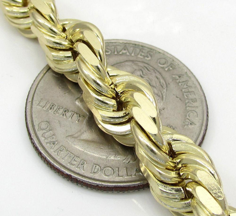 7MM yellow Gold Diamond cut Rope Chain